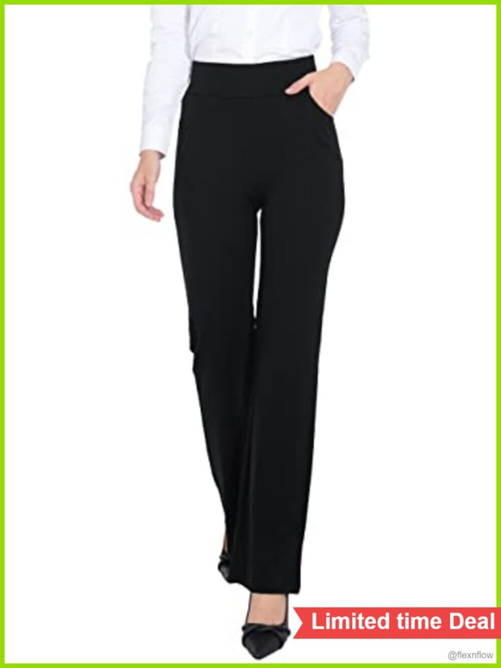 High Waist Stretchy Bootcut Dress Pants Pull-On Tummy Control Yoga